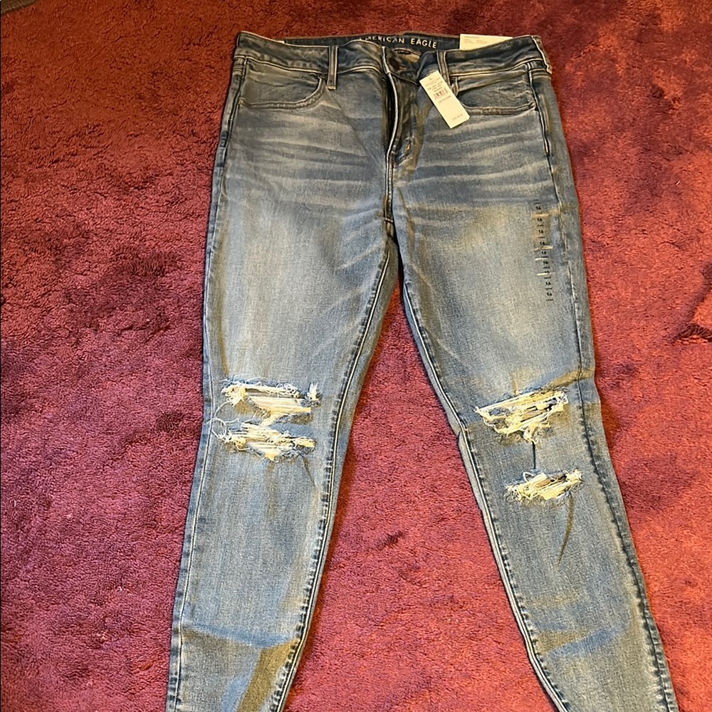 American Eagle Outfitters Blue Skinny Jeans Distressed